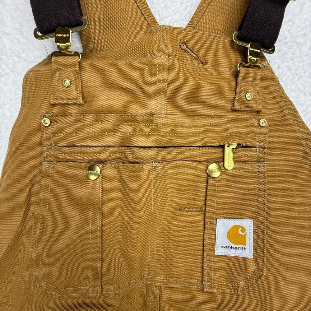 Carhartt Duck Bib Overalls Mens 38x32 R37 BRN Brown Double Knee‎ Zip Thigh NWT